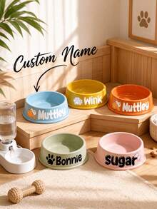 Customizable Pet Name Pet Bowl, Suitable For Dogs And Cats, Easy To Clean, Ideal Pet Memorial Gift - Multicolor - View 2