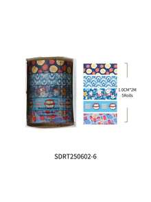 5 Rolls Vintage Cartoon Washi Tape Set, Retro Floral & Animal Pattern Decorative Stickers, Suitable For Scrapbooking, Journaling, Planner And DIY Crafts, Back To School Stationery - Wind and Objects Series - View 16