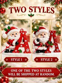 Christmas Tree Shaped Santa Claus Enamel Pendant - A-Z Letter Style - Ideal Decoration For Christmas, Valentine's Day And Thanksgiving | Multi-Functional Keychain And Backpack Charm, No Battery Required, 2D Flat Design, Suitable For All Seasons - Multicolor - View 11
