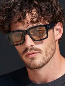 1 Pair Men's Solid Color Fashion Fashion Glasses - Glossy Black Light Brown - View 1