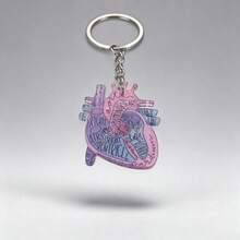 1pc Organ Heart Acrylic Keychain, Pink Purple Light Blue Gradient Translucent Background, Different Heart Chambers Distinguished By Different Colors, Can Be Used As Backpack Charm, Suitable As Commemorative Gift For Friends - Multicolor - View 6