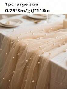 1pc Pearl Lace Tulle Table Runner/Tablecloth, Suitable For Background Decoration, Home Decor, Valentine's Day, Father's Day, Mother's Day And Easter Party Decoration, Wedding Table Decoration And Housewarming Or Baptism Decoration - Multicolor - View 13