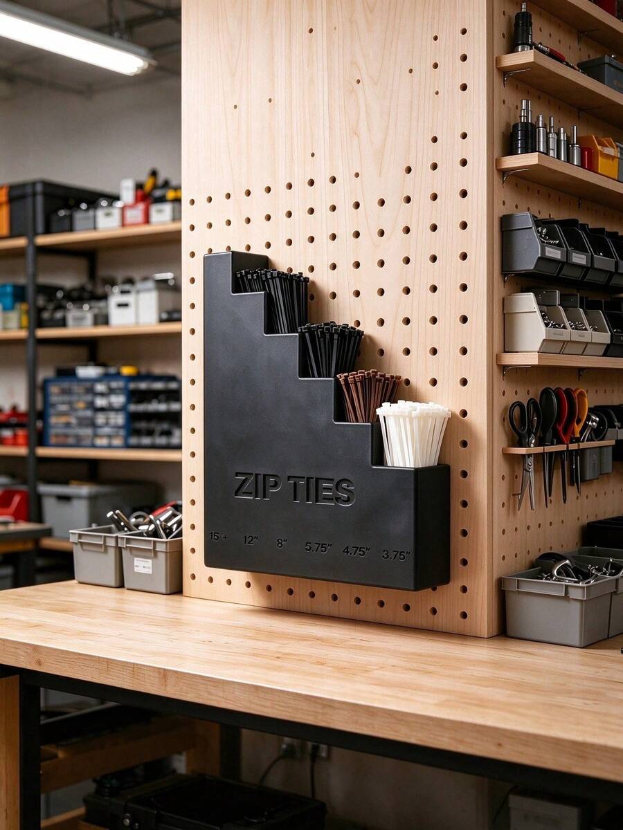 Wall Mount Zip Ties Organizer Rack Multi‑Size Cable Tie Storage Rack Heavy Duty Hook Style Cable Tie Holder Multi‑Layer Storage Hanger For Garage Workshop Tool Organization Repair Workers Essential Storage And Organization Home Decor - A - View 1