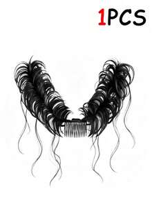 1pc Wavy Short Hair Extension, Built-In Twisted Flower Bun Style, Natural Voluminous Hairband, Adds Fullness To Hair - Multicolor - View 6