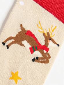 1/3 Pairs Men's Mid-Calf Socks With Creative Cartoon Reindeer And Star Patchwork, Fun Christmas Gift, Autumn/Winter Style - Multicolor - View 6
