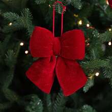 Elegant Red Velour Christmas Bow – Decoration For Christmas Trees, Doors, And Wreaths - 1PC - View 1