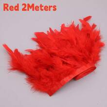 1m/39.37in Artificial Red Feather Trim Tape DIY Handmade Wedding Party Feather DIY Sewing Christmas Home Decor - Multicolor - View 23