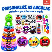 Brinquedo Torre De Empilhar 9 Anéis Empilháveis Brinquedo Infantil Educativo Castela - Multicolorido - Visão 7