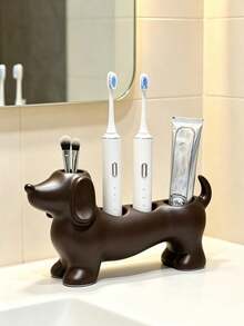 Dachshund Plastic Toothbrush Holder, Cute Multi-Functional Bathroom Storage Rack, Decorative Ceramic Storage Shelf, Suitable For Toothpaste, Electric Toothbrush And Bathroom Accessories - Multicolor - View 11