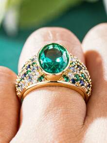 1pc Elegant Cubic Zirconia Ring For Women, Wedding Engagement Party Jewelry, Valentine's Day Gift - 1# - View 7
