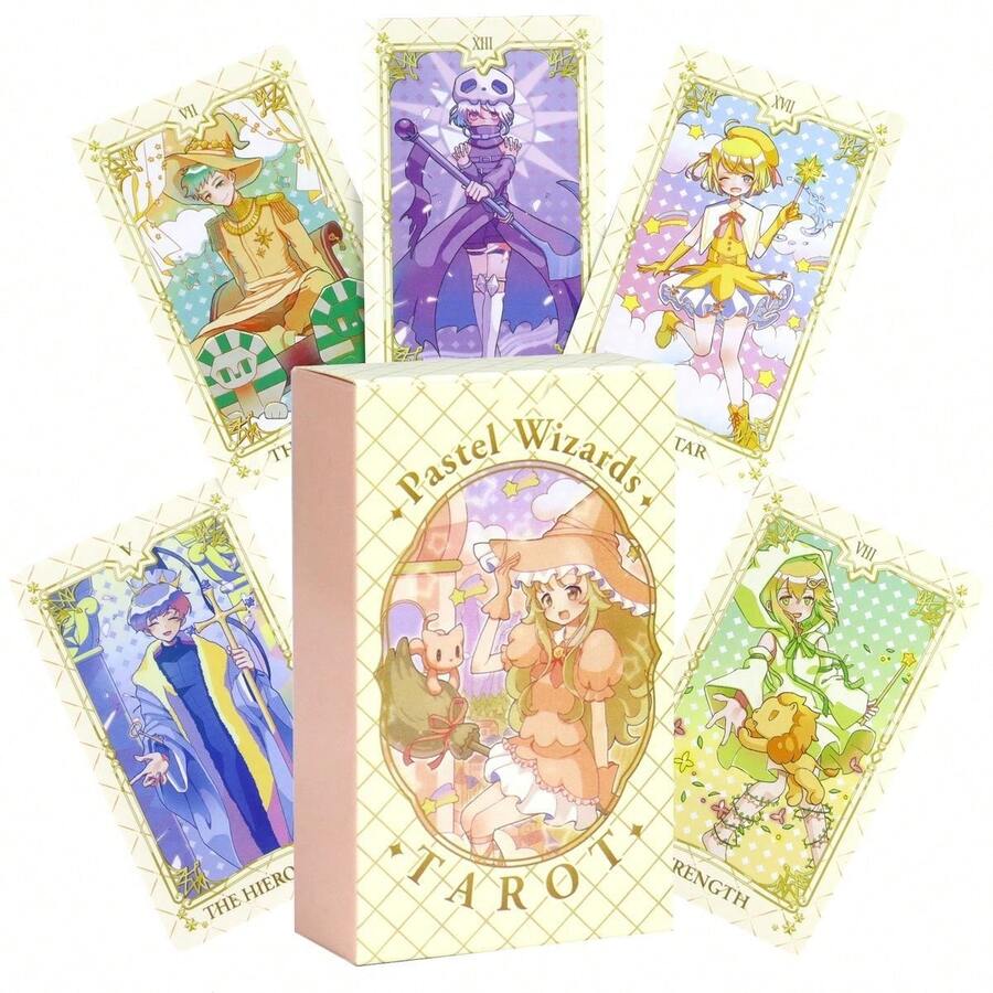 Rainbow Wizard Tower Tarot Pastel Wizards Tarot 78 Cards 10.3x6cm Card Game Future Destiny Fortune Telling - Multicolor - View 1
