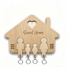 1pc New Creative Wooden Couple Keychain - Home Wall Hanging Key Holder For Entryway, Rustic Couple Key Ring, Car Key Chain, Handcrafted Natural Wood Gift For Partners, Living Room Decor, Minimalist Rustic Gift Idea For Valentine's Day, Anniversary, Housewarming, Wedding, Boho Chic Home Accessory - Multicolor - View 17