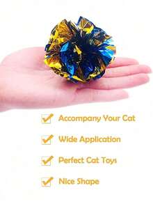 Happy Little Cat Colorful Crinkle Pet Cat Toy Ball, Sound Paper Ball, Chasing Play Training Activity, Indoor Entertainment Jumping Game Toy, Multiple Bright Colors To Keep Pets Happy, Random Color - View 6