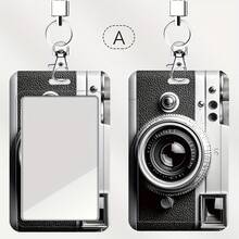 1pc Retro Camera Pattern Series Doctor And Nurse Card Holder, Bus Card Holder,Card ID Card Holder With Hand Strap - Multicolor - View 5