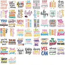 50pcs Colorful English Inspirational Short Sentences PET Graffiti Stickers Suitable For Decorative Phone Cases Cup Guitar Creative Reward Gift Decal - one-size - View 6