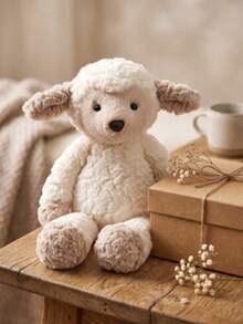 Soft Plush Stuffed Lamb Toy, Fluffy Curly Wool Sheep Figure, Simple Neutral Style, Adorable Kids Toy, Cozy Sofa & Nursery Display Decor, Wonderful Gift For Newborn, Birthday, Easter And Holiday - Multicolor - View 3