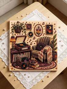 Thanksgiving Vintage Record Player Corner Pearl Art DIY Kit With Frame, Beaded Mosaic Wall Decor - A - View 2