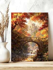 DIY Enchanting Fairy Tale Castle And Stone Bridge In Autumn Forest (Frameless Or Framed 8x12 / 16x20 Inches) Paint By Numbers Kit(Acrylic) Arts & Crafts For Adult Beginners, Home Wall Decor, And Holiday Gifts - Sets - View 4