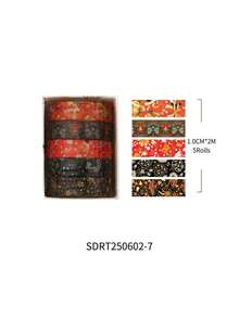 5 Rolls Vintage Cartoon Washi Tape Set, Retro Floral & Animal Pattern Decorative Stickers, Suitable For Scrapbooking, Journaling, Planner And DIY Crafts, Back To School Stationery - Wind and Objects Series - View 13