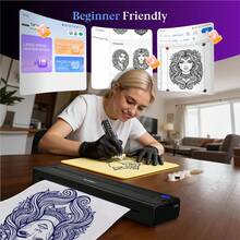 ORICO Portable A4 Thermal Printer / Tattoo Stencil Transfer Machine – Easy To Use With No Special Skills Required; Supports Wireless, Ink-Free Printing. A Handy Tool For Tattoo Artists That Delivers High-Definition, Clean - Black - View 5