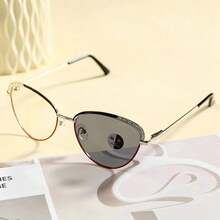 Light Luxury Cat Eye Frame Photochromic Glasses For Women, Outdoor Sun ...