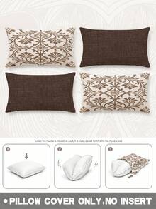 4pcs,Bohemian Style Pillow Covers,Home Decor,Gift,Polyester Material,Hidden Zipper,No Filling,Suitable For Home Decor,Living Room Decor,Pillow Covers,Cushion Covers,Pillowcase,Sofa Decorative Cushion,Mat Cover,Soft Cushion - Brown - View 13