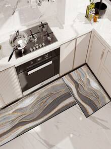 1 Pc Stripe Pattern Kitchen Mat, 3.5 Mm Soft Rubber That Is Easy To Clean. Suitable For Corridors, Bathrooms, Living Rooms, Outdoor Door Mats, And Toilets. Useable Throughout The Year And For Various Holidays. - Multicolor - View 8