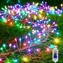 Đèn dây pháo hoa điều khiển từ xa USB, ánh sáng trắng dây đồng, 3m 100 LED, 6m 200 LED, 9m 300 LED nhiều lựa chọn, đèn cành pháo hoa chống nước với điều khiển đa năng, 8 chế độ chiếu sáng chuyển đổi một chạm, hẹn giờ và điều chỉnh độ sáng, dây đồng linh hoạt dễ uốn và quấn, dùng nguồn USB, cho sử dụng trong nhà và ngoài trời, Giáng sinh, Năm mới, Đám cưới - Đèn pháo hoa USB - Xem 2