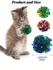Happy Little Cat Colorful Crinkle Pet Cat Toy Ball, Sound Paper Ball, Chasing Play Training Activity, Indoor Entertainment Jumping Game Toy, Multiple Bright Colors To Keep Pets Happy, Random Color - View 9