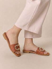 Women Flat Sandals - Burnt Orange - View 3