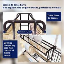 Perchero Para Ropa De Pie Con Doble Barra, Rack Para Ropa MetáLico De 140, Tendedero De Ropa, Armario Abierto Con Ruedas Giratorias Con Freno, Negro - 1 - Ver 7