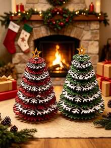 Wooden 3D Christmas Tree Decoration DIY 3D Snowflake Wooden Craft Handmade Christmas Hanging Ornament Desktop Christmas Tree Decor Holiday Snowflake And Leaf Accessories - Multicolor - View 7