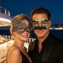 High-End Gold Costume Set For Masquerade, Venice Party, Christmas, Halloween, Couples Gathering, Carnival, Role Play Party For Men And Women - Gold - View 3