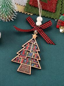 I Have No Shelf Control, Christmas Bookshelf Wooden Pendant Ornament, Christmas Tree Hanging Decoration, Christmas Home Party Decor, Xmas Gifts For Book Lovers, Librarians - Camel - View 10