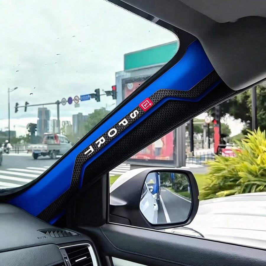 2pcs/Set Stiker Motif Olahraga untuk Trim Pilar A Mobil, Aksesoris Interior Mobil - biru - View 1