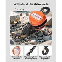 Hand Chain Hoist, 2 Ton Capacity, Manual Chain Block With Upgrade G80 Galvanized Chain, 6 M Lifting Height, Heavy Duty Pulley Hoist For Garage Warehouse Automotive Machinery, Orange - 4400 Lbs 20 Ft - View 5