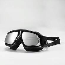 WEITIS Adult Large Frame Swimming Goggles, HD Waterproof Anti-Fog Unisex Professional Diving Swim Glasses - Black Silver-plated + Boxed - View 3