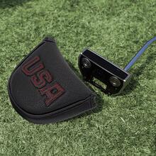 1PC Red Stitch USA Applique Mallet Putter Headcover, Scratch Resistant Easy Maintain Golf Club Protector - Black - View 3
