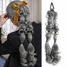 Lantern Bubble Braided Ponytail Extensions Synthetic Chunky Bubble Braid With Elastic Band Buckles Design Fake Hair Piece For Women Daily - Multicolor - View 1