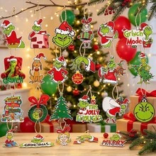 The Grinch 1件吊飾裝飾道具，適用於居家裝飾、門把掛飾、聖誕氛圍道具 - 彩色 - 查看 6
