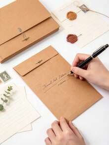 20pcs - Vintage Chinese Style Kraft Paper Iron Buckle Envelope Bags Suitable For Letters, Invitations, Weddings, Birthdays, Christmas Invitations And Other Creative Invitation Envelopes - Brown Envelope - View 5