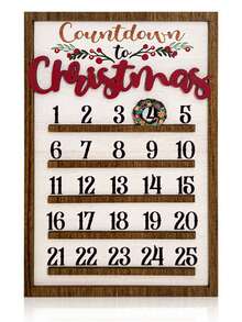 New Christmas Wooden Calendar Moving Ornament Creative Gift Wooden Craft Countdown Calendar Hanging Decoration - A - View 4