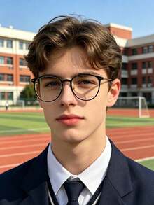 1 Pair Round Frame Glasses With Delicate Metal Temples And Clear Lenses, Y2K Style, Suitable For Back To School, Casual Daily Wear Or Office - Clear - View 2
