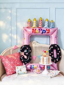 3pcs/Set, 1st Birthday Anniversary Photo Frame Foil Balloon Set, Selfie Frame, Party Photo Decoration Props, Foil Selfie Booth Props, Suitable For Birthday Party And Celebration, Birthday Party Decoration Set - Pink Photo Frame With Number Balloons and Heart Stickers - View 8