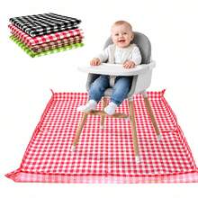 1pc Children's High Chair Cushion, Children's Dining Chair Pad, Children's Outdoor Picnic Mat, Drawing Mat - Plaid - View 1