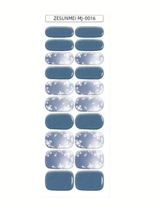 聖誕半固化凝膠美甲貼片 20片裝 長效沙龍級美甲貼片 易貼易卸 需搭配UV燈使用 - 霧霾藍 - 查看 4