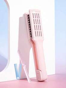 1pc V-Shaped Straightening Comb, Dual-Purpose Styling - Pink - View 6