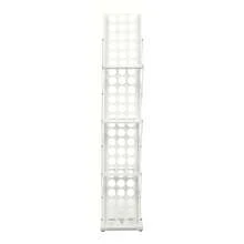 White Foldable Magazine Rack 4-Tier Iron Floor Stand Tilted Shelf With Guard Rails For Office Library School Waiting Area - White - View 10