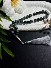 1pc Multicolor Artificial Crystal Tasbih Prayer Beads, 33-Bead Islamic Tassel Style Prayer Bracelet, Religious Worship Handheld Prayer Beads - Multicolor - View 9
