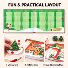 Sổ ghi chép lập kế hoạch tuần Giáng Sinh, 52 trang xé rời cầm tay, thiết kế tuần lộc và ông già Noel dễ thương, quà Giáng Sinh cho học sinh, trẻ em và văn phòng - 16,8*6,8cm - Xem 6